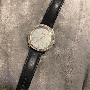Silver fossil watch